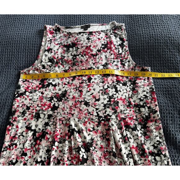 J. Jill Wherever Floral Sleeveless Dress Pink Gray Black Rose Sz L Spring Summer - Picture 7 of 8